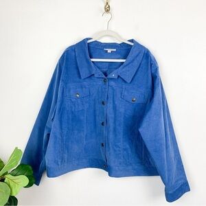 Woman Within Blue Corduroy Shacket Sz 34w